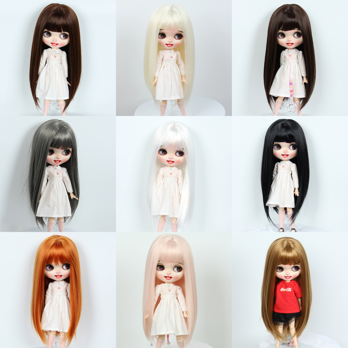 Blythe小布娃娃假发超软丝直发