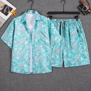 男女套装 海边花拍照短裤 班服泰式 衬衫 夏威夷 情侣衬衫 旅游沙滩短袖