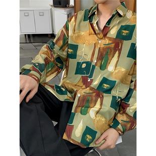 男女同款 日系复古港风设计感衬衣小众Vintage痞帅宽松外套 花衬衫