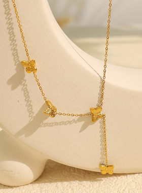 简约蝴蝶流苏项链女轻奢感百搭甜美气质小众设计不掉色锁骨链