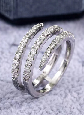 wish货源欧美清仓奢华时尚不规则三圈满钻男女戒指r5600钻石