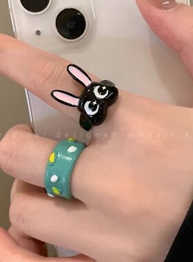 可爱爆炸！龙猫小狗绵羊开口戒指女卡通童趣食指戒小众设计感指环