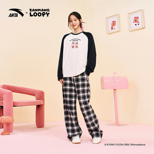 安踏×ZANMANG LOOPY丨格子裤休闲直筒裤女夏季减龄宽松运动长裤