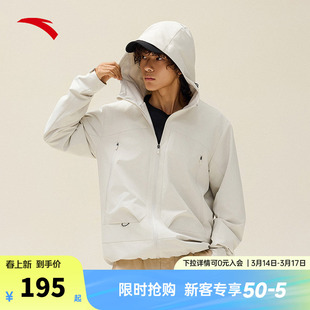 安踏防泼水软壳衣三防弹力拒水外套25年春季男防风户外夹克风衣