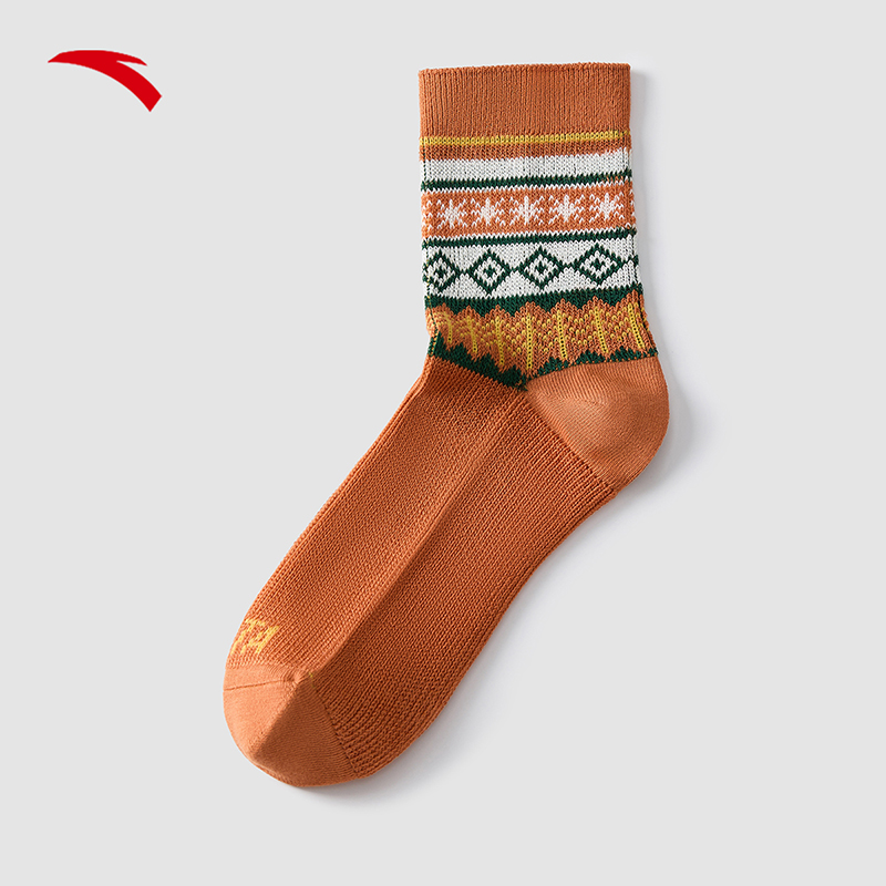 安踏运动袜复古花纹吸汗