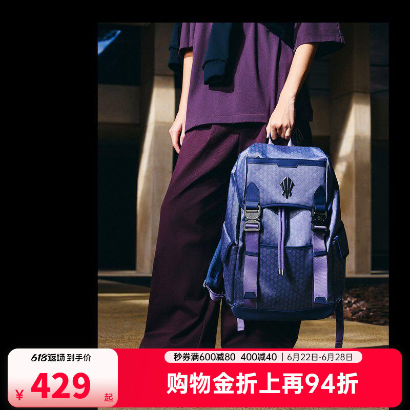 安踏凯里·欧文系列丨欧文双肩包牛仔老花丹宁风背包大容量男书包