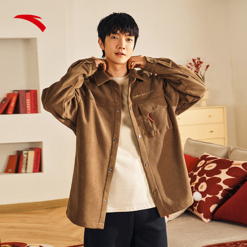 安踏好事发生丨新年款灯芯绒衬衫男士冬季加绒夹克外套152518601