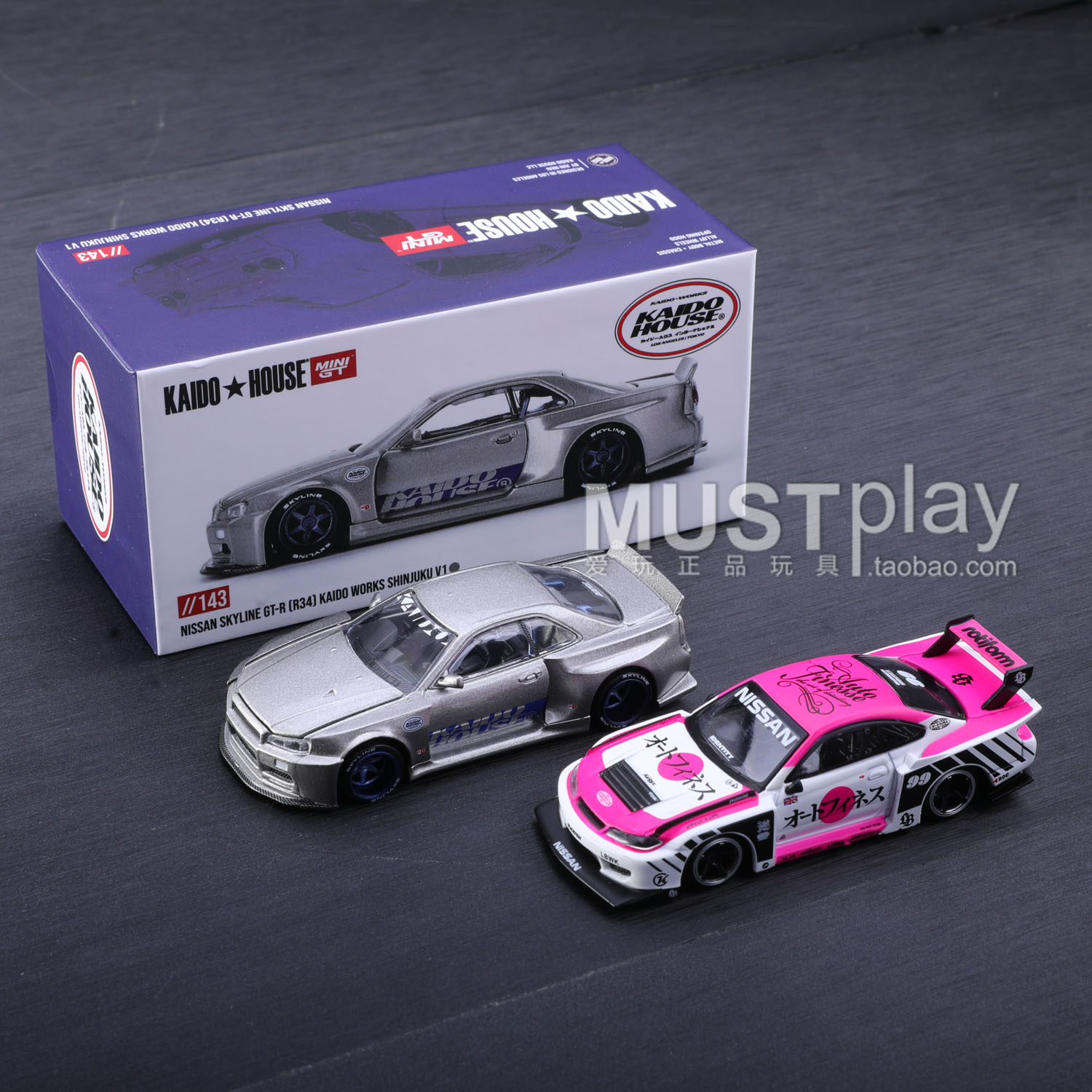 Kaido MINIGT 143日产GT-R（R34）781日产LB-Super S15 合金车模