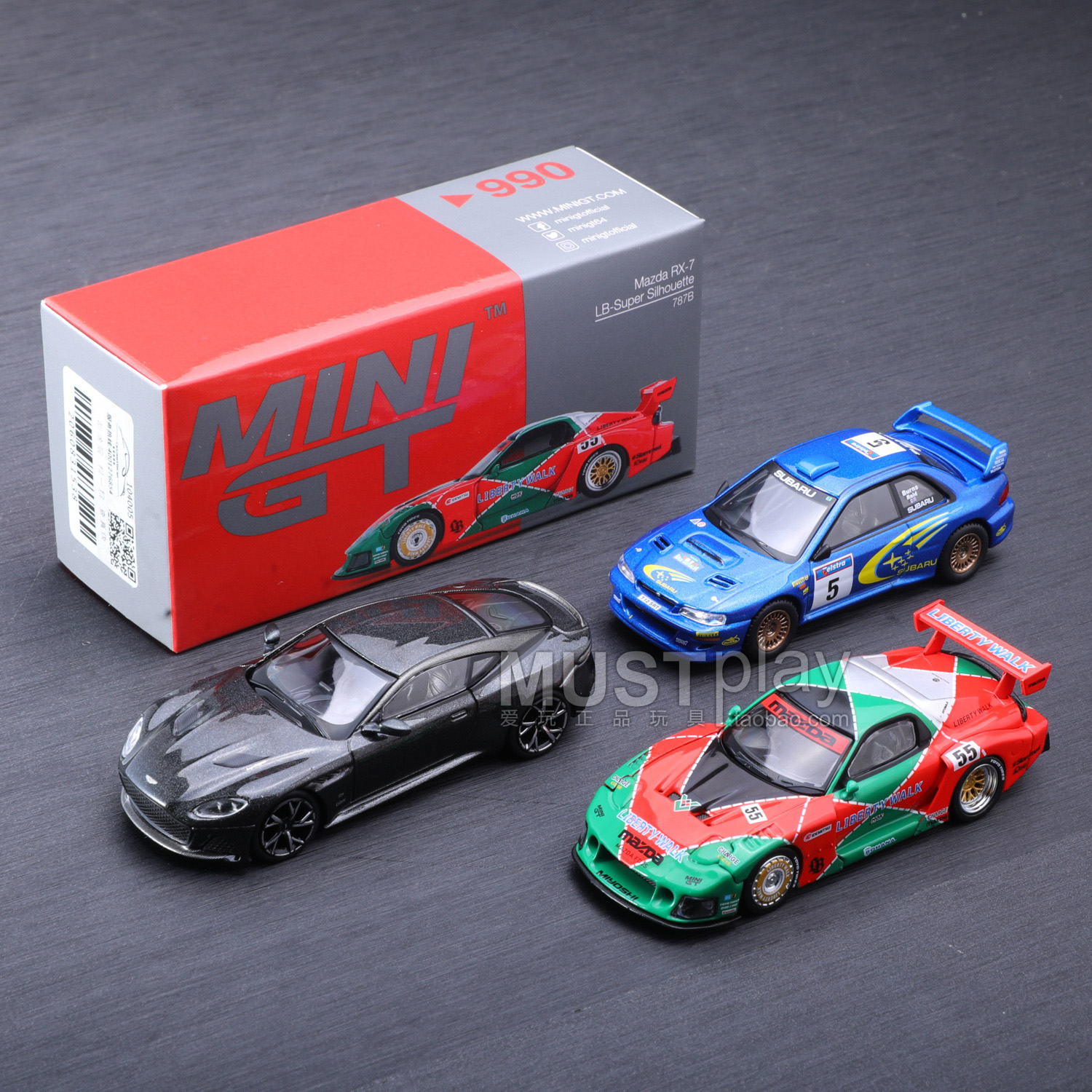MINIGT 986斯巴鲁翼豹 990马自达RX7 1008阿斯顿马丁1/64合金车模