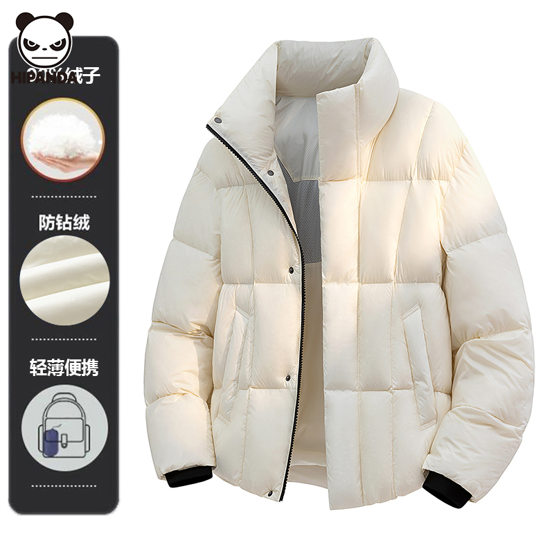 Hi Panda羽绒服男女冬季新款鸭绒宽松立领潮牌加厚保暖面包服外套