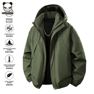 Hi Panda羽绒服外套男女冬季新款户外宽松保暖鸭绒连帽夹克上衣潮