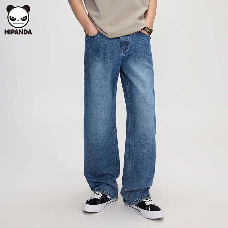 Hi Panda2026春季新款休闲宽松牛仔裤男潮牌美式垂感直筒阔腿裤子,男装,牛仔裤,淘宝优惠券,粉丝福利购,淘宝优惠卷