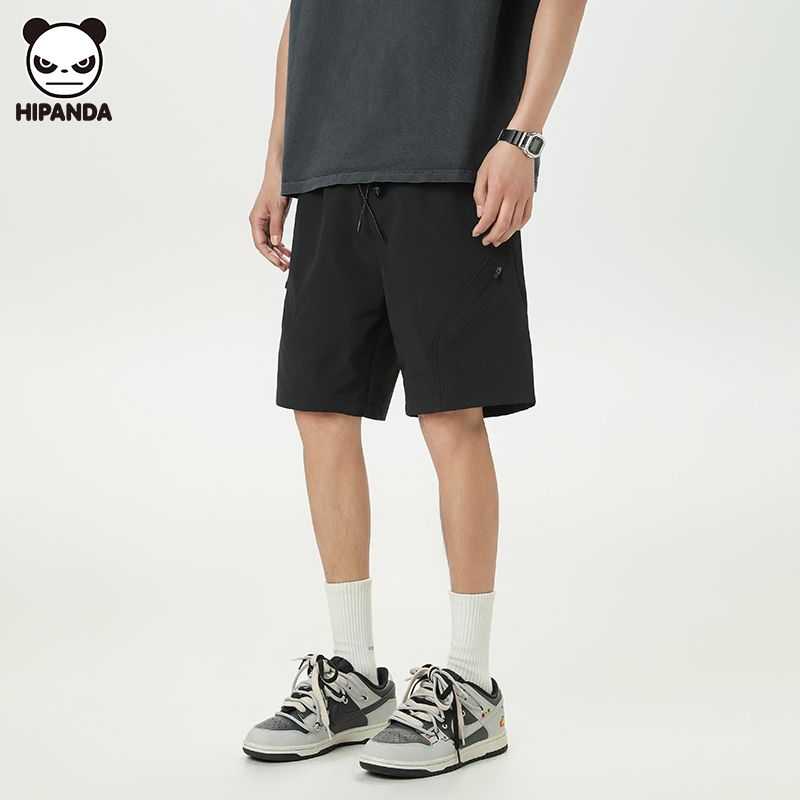 Hi Panda短裤潮牌纯色工装裤夏季宽松休闲五分中裤子百搭直筒男士