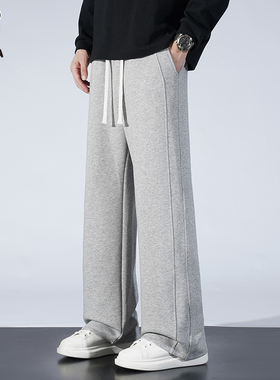 Hi Panda垂感卫裤男装秋季百搭宽松垂感保暖日系休闲简约直筒长裤