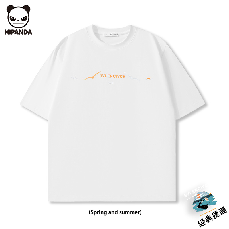 Hi Panda美式印花短袖T恤男夏季2025新款宽松百搭圆领休闲体恤衫
