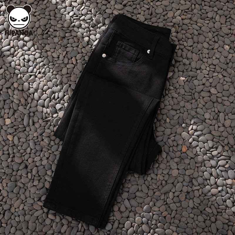 Hi Panda美式黑色牛仔裤男士秋冬新款潮牌加厚修身弹力休闲直筒裤,男装,牛仔裤,淘宝优惠券,粉丝福利购,淘宝优惠卷