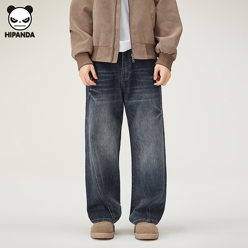 Hi Panda美式高街潮牌牛仔裤男生2026春季新款复古宽松休闲阔腿裤,男装,牛仔裤,淘宝优惠券,粉丝福利购,淘宝优惠卷