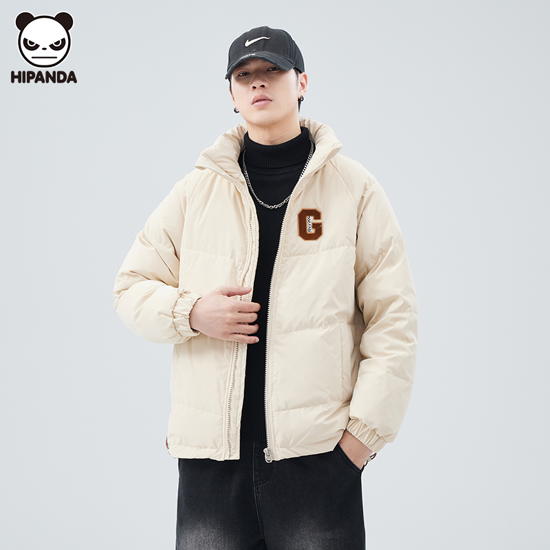 Hi Panda鸭绒立领羽绒服男冬季新款高级感潮牌加厚保暖面包服外套
