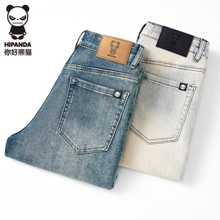 Hi Panda高档牛仔裤男秋季新款弹力修身直筒韩版潮流牛仔长裤男潮
