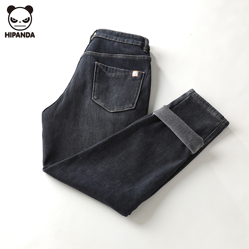 Hi Panda美式加绒直筒牛仔裤男士秋冬新款复古百搭宽松休闲锥形裤