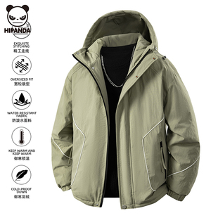 Hi Panda羽绒服男女款冬季新款潮流宽松连帽保暖加厚短款棉衣外套