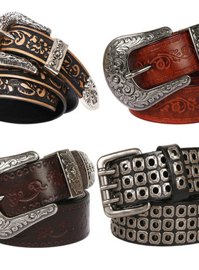 130 140 150 170cm真皮男女士腰带头层牛皮加长铆钉超长肥胖皮带