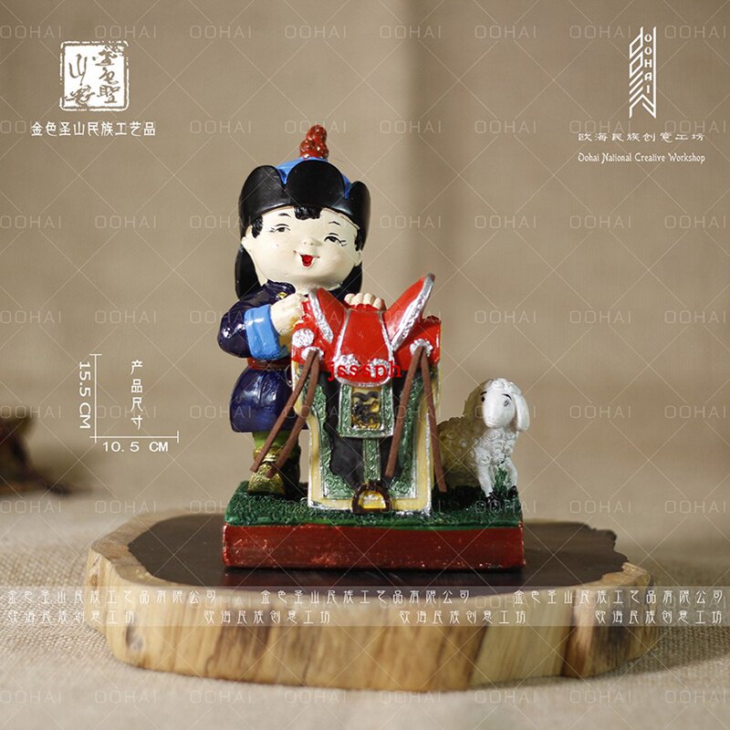 蒙古特色民族风工艺草原题材雕塑马头琴摆件幼儿园桌面树脂雕塑