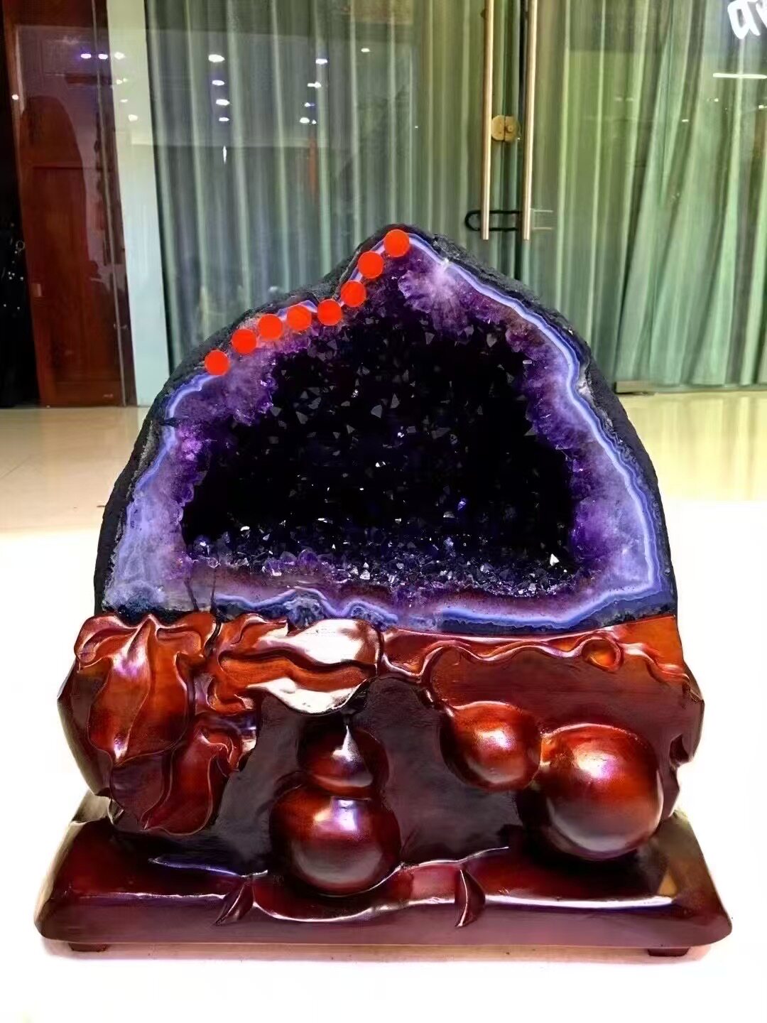 天然紫水晶洞摆件巴西乌拉圭钱袋子恐龙蛋原石摆件办公室家居开业
