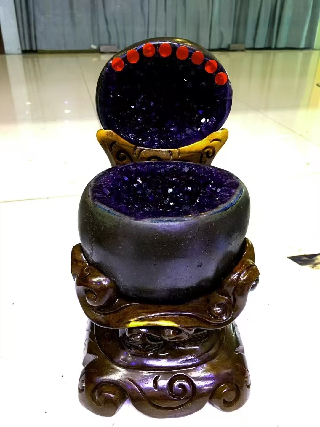 天然紫水晶洞摆件巴西乌拉圭钱袋子恐龙蛋原石摆件办公室家居开业