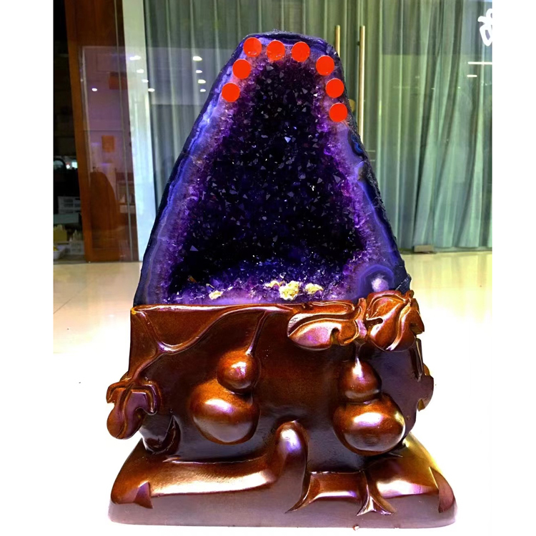 天然紫晶洞摆件乌拉圭钱袋子聚宝盆消磁原石家居摆件礼品02