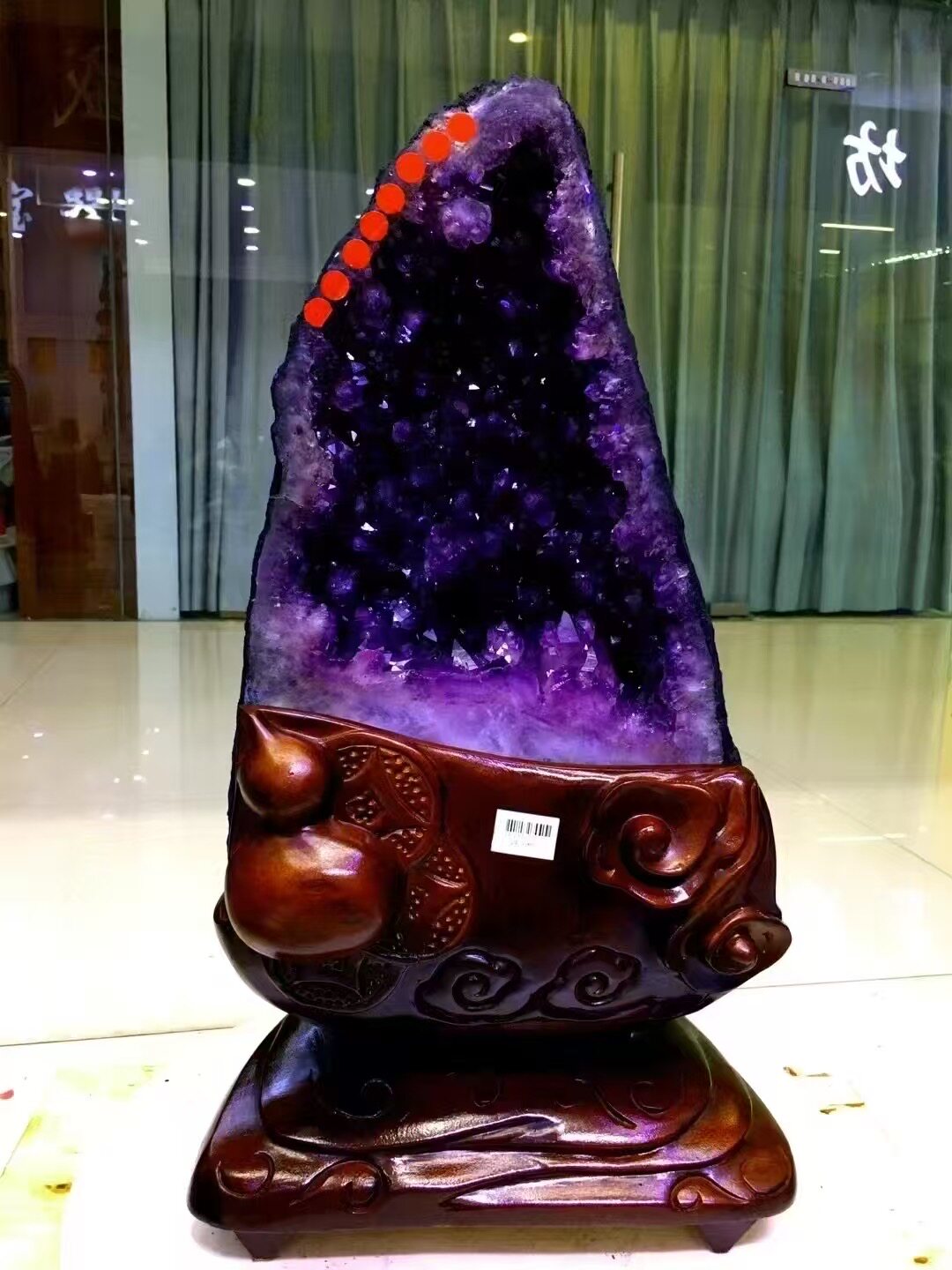 天然紫晶洞钱袋聚宝盆原石礼品摆件