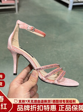 LR一字扣带时尚细跟搭裙子凉鞋水钻夏季露趾显瘦女鞋LJ260F01002