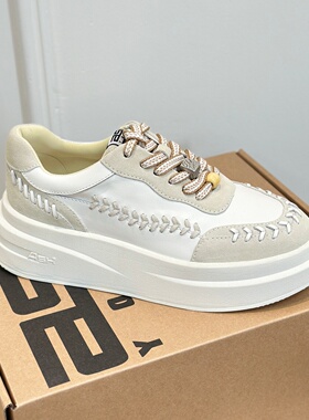 ASH YOUTH女鞋厚底增高游牧风编织串珠系带小白鞋板鞋AYQ140L4002