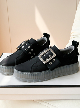 S bystella 圆头齿轮厚底增高休闲鞋日常运动板鞋女帆布鞋SS20041