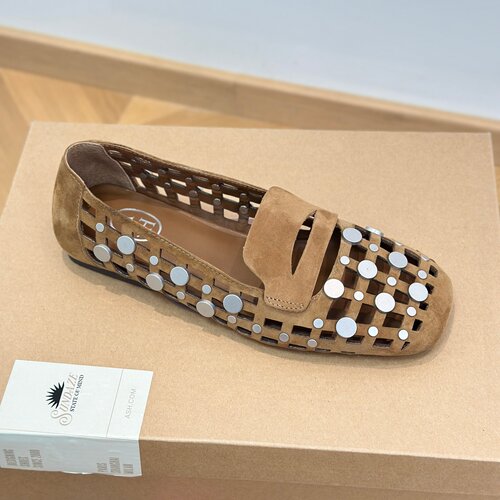 ASH透气轻薄方头铆钉平跟单鞋