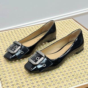 STELLALUNA露娜秋冬方头浅口平底鞋 SL321059 金属扣饰芭蕾平底单鞋