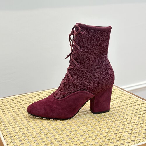 luxuryrebel秋冬粗跟织物短靴女