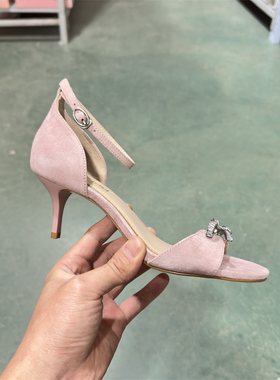 LR春夏钻饰蝴蝶结一字带细跟仙女凉鞋露趾显瘦高跟鞋LI251C02010