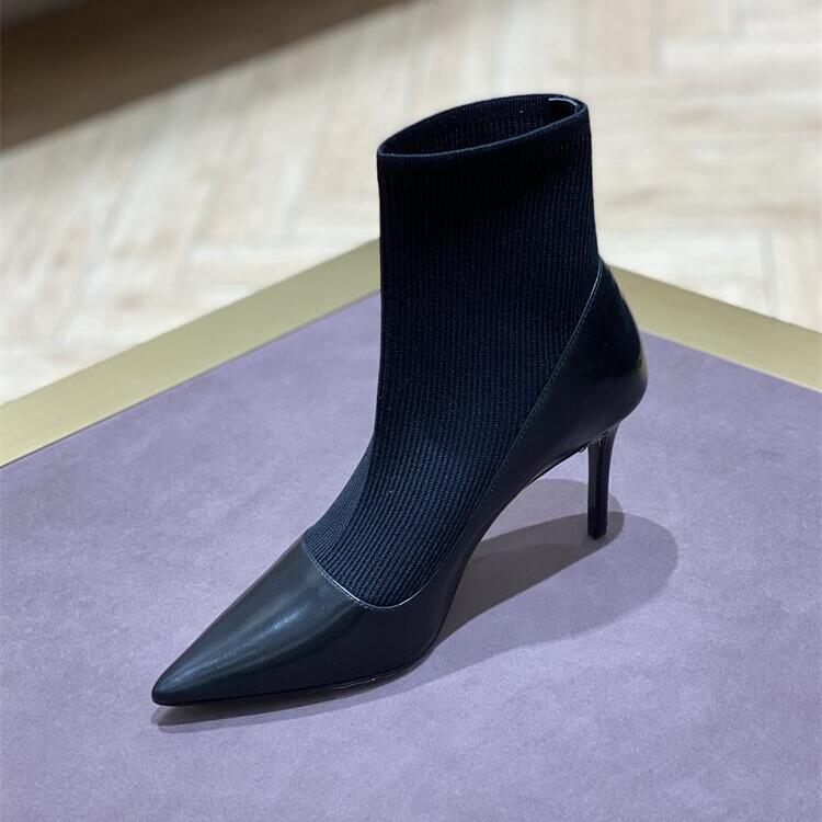 STELLALUNA尖头细跟短筒袜靴