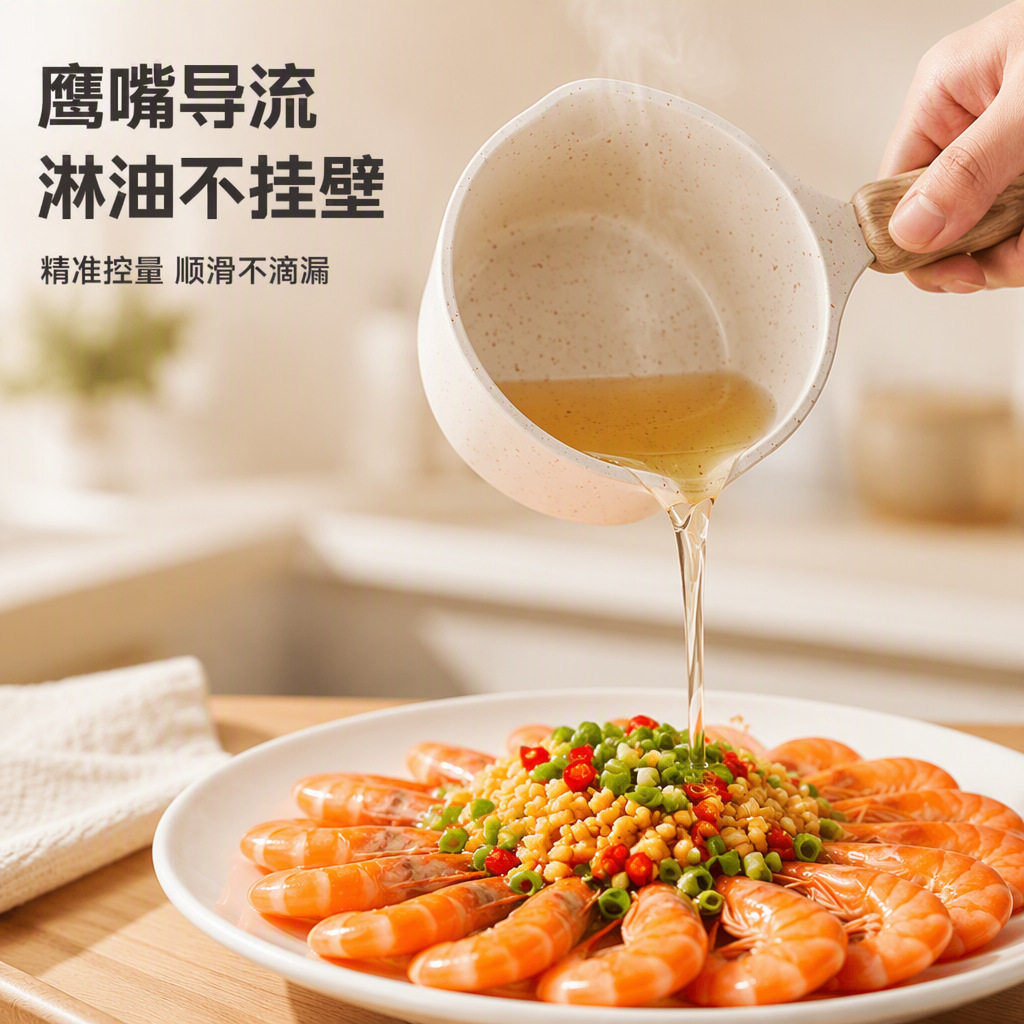 新款麦饭石不粘泼油小锅家用多功能热油淋油锅煎蛋锅迷你辅食锅