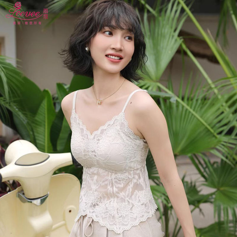 带背扣蕾丝吊带背心女免穿文胸