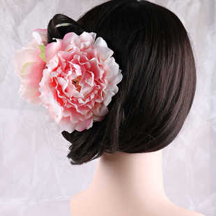甜美超仙仿真牡丹花朵抓夹发夹度假拍照侧边夹子盘发鲨鱼夹发饰