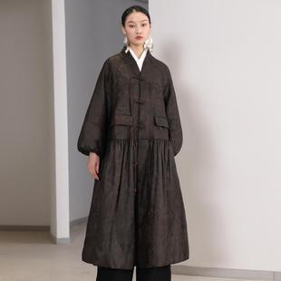 大摆保暖羽绒服J33Y606 界内界外新中式 鹅绒服复古香云纱长款