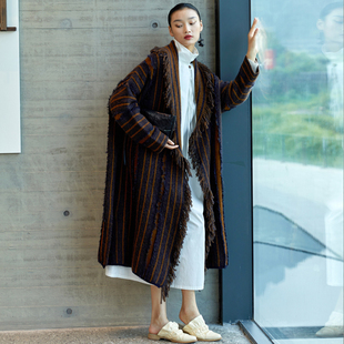 界内界外小众设计感重工提花慵懒风加长款 J13Z032 毛衣针织开衫