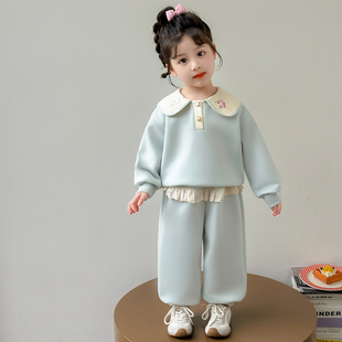 女童卫衣套装 洋气甜美女宝宝时髦休闲两件套 春秋2025新款 儿童秋季