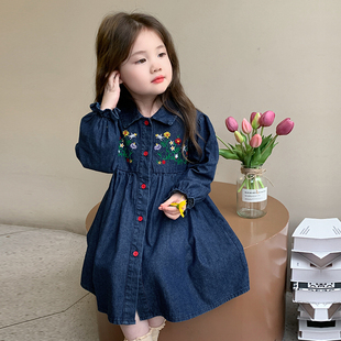 女童连衣裙春装2025新款洋气时髦裙子儿童公主裙宝宝牛仔裙春秋季