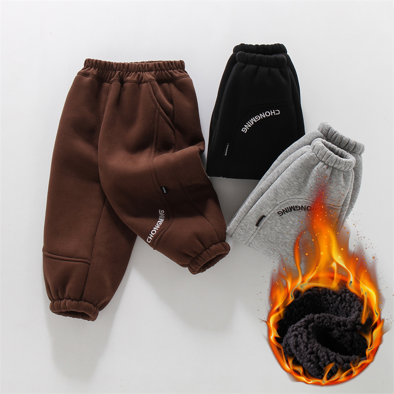 儿童秋冬装洋气前园L拼加绒卫裤