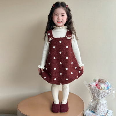 女宝宝冬装洋气加绒背心裙套装