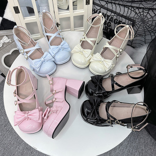 甜美玛丽珍鞋 日系粗跟单鞋 原创圆头lolita高跟鞋 女鞋 芙蕾塔塔