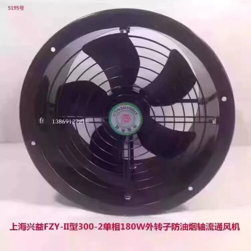 上海兴益FZY-II型300-2单相180W外转子防油烟轴流通风机5195号7KG